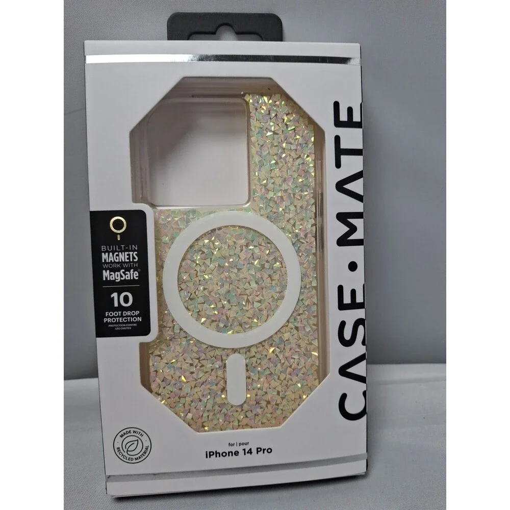 CASE-MATE MagSafe Iridescent Glitter Case for Iphone 14 Pro 10ft Drop Protection